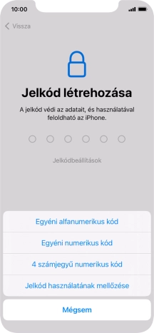 A képernyőzár használatának bekapcsolásához kövesd a képernyőn megjelenő utasításokat, vagy válaszd a Jelkód használatának mellőzése lehetőséget.