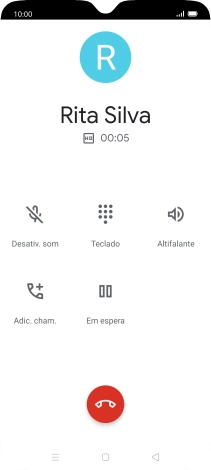 Prima o ícone para terminar a chamada.
