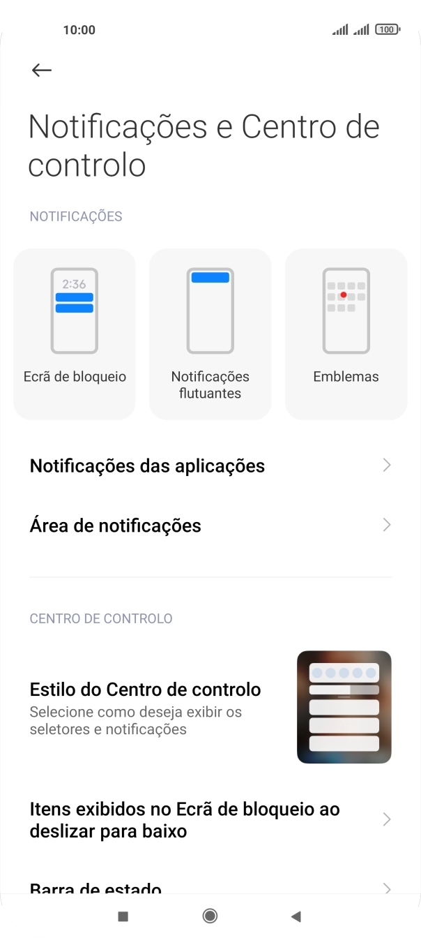 Prima Notificações das aplicações.