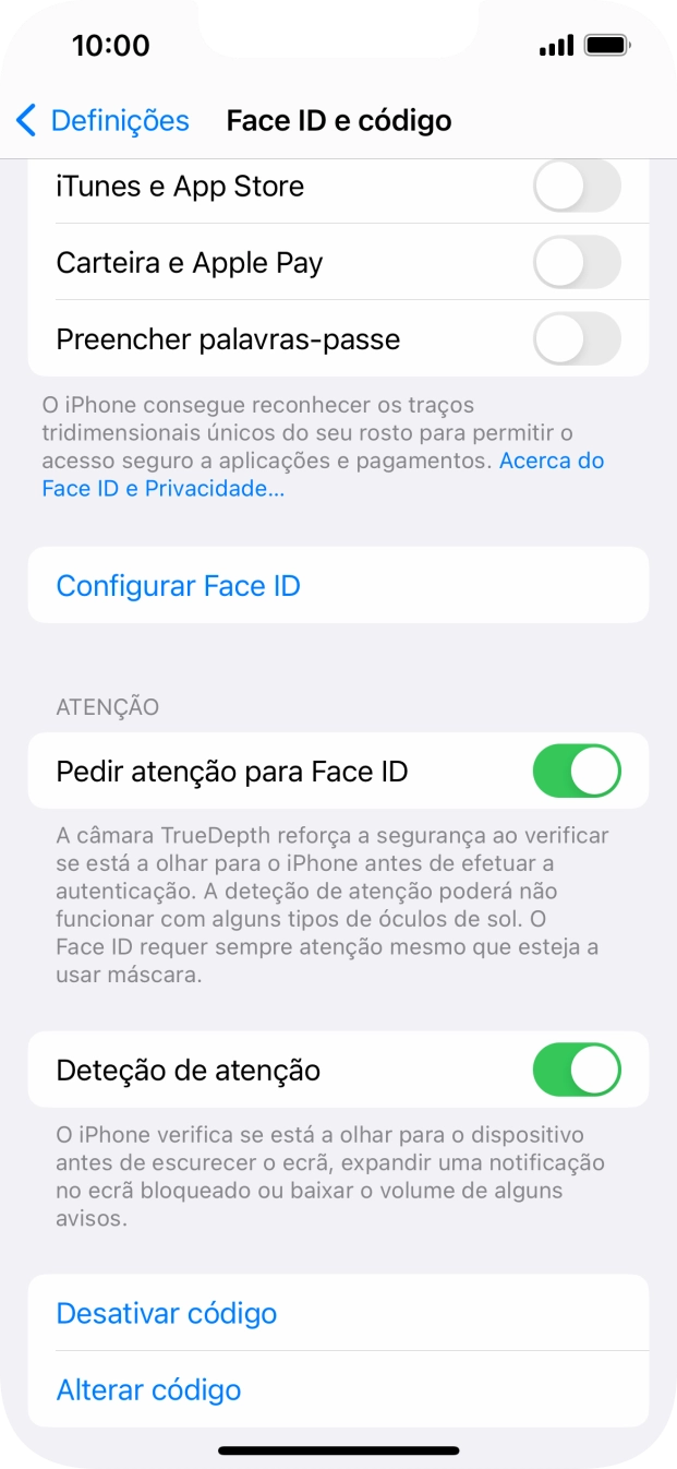 Prima Desativar código, e introduza o código de bloqueio.
