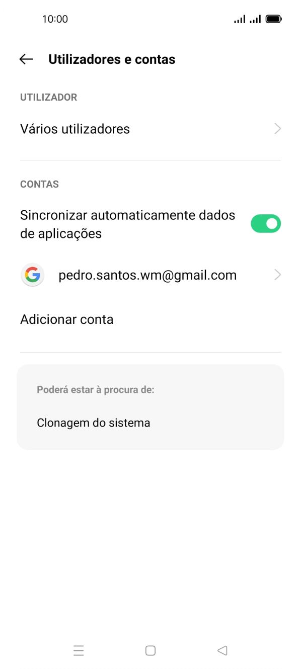 Prima Adicionar conta.