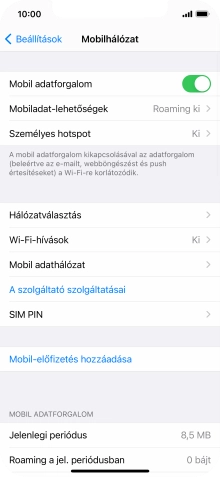 Válaszd a Mobil adathálózat lehetőséget.
