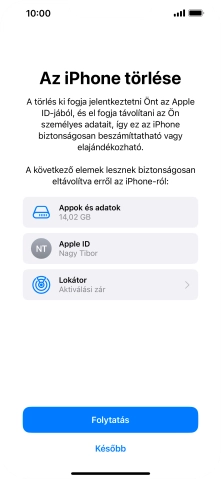 Válaszd a Folytatás lehetőséget.
