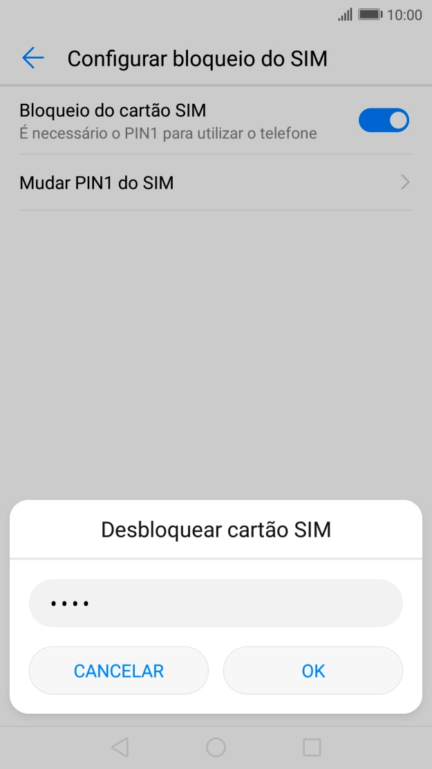 Introduza o seu código PIN e prima OK.