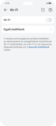 Kattints a „Wi-Fi” melletti csúszkára a funkció bekapcsolásához.
