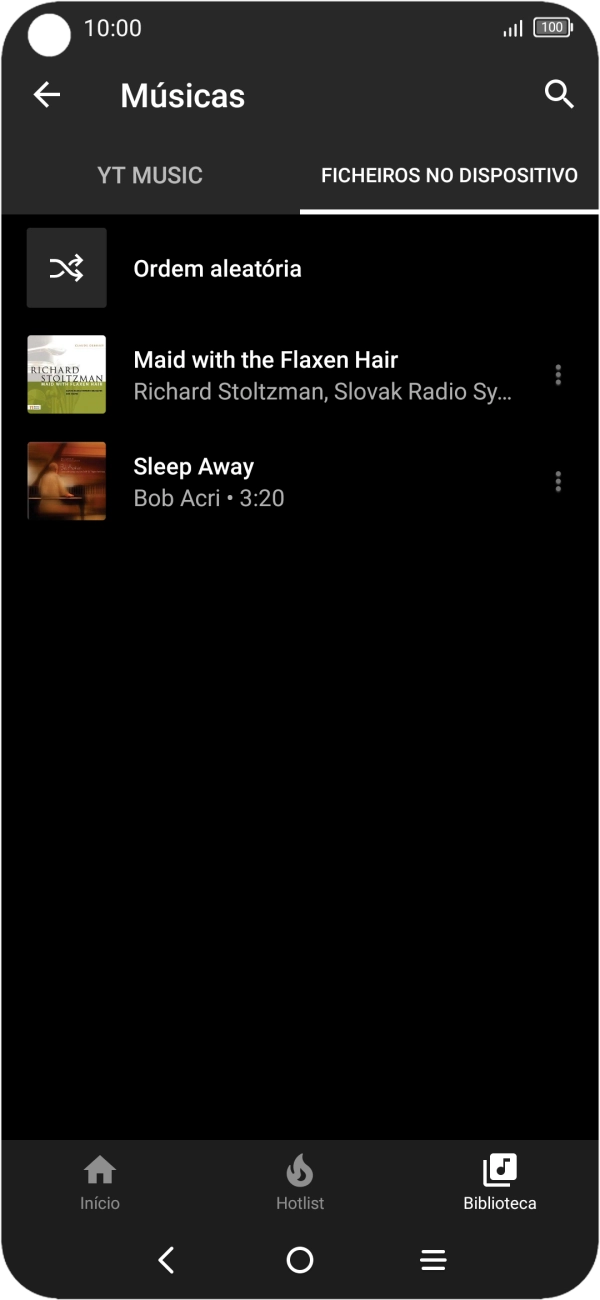 Prima o ficheiro de música pretendido.