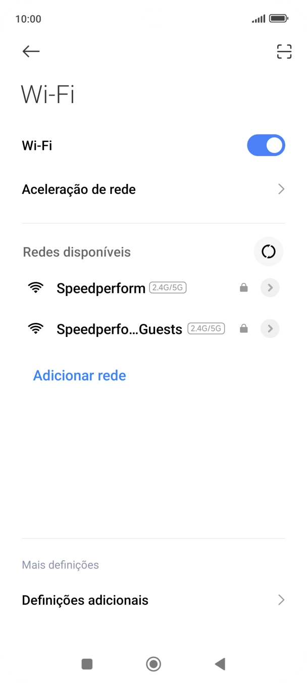 Prima a rede pretendida.