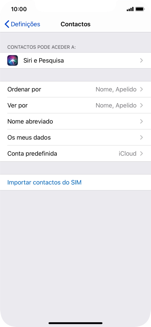 Prima Importar contactos do SIM.