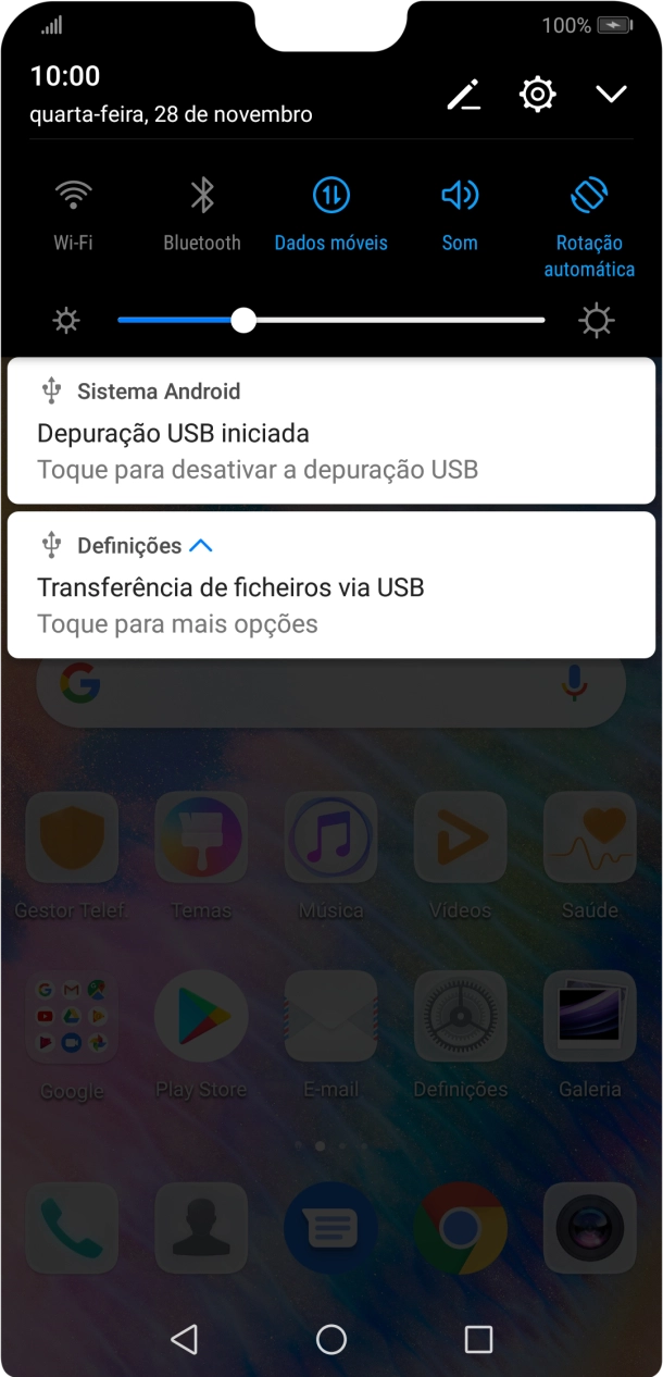 Prima Toque para mais opções.