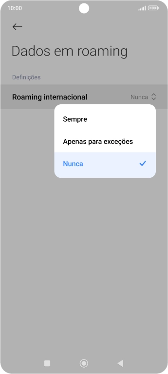Prima a definição pretendida para ativar ou desativar a função.