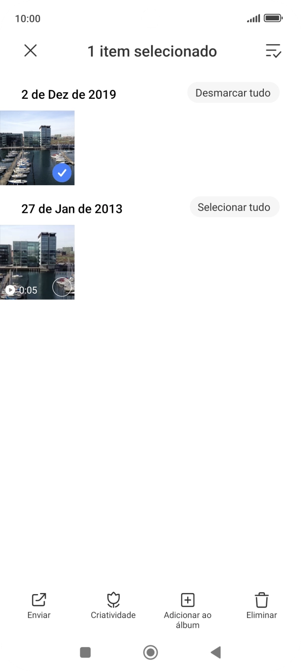 Prima o ícone para selecionar todos.