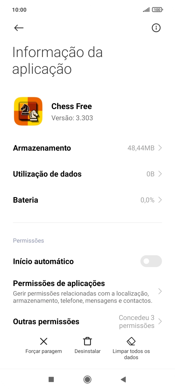 Prima a tecla de início para terminar e voltar ao ecrã inicial.