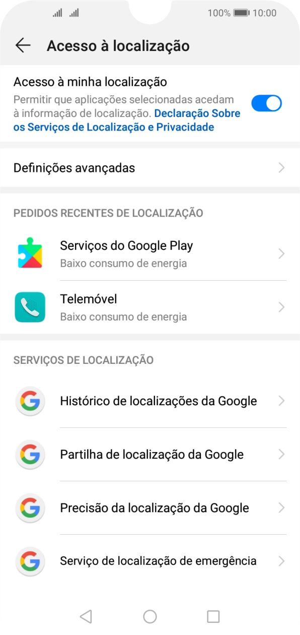 Prima Precisão da localização da Google.