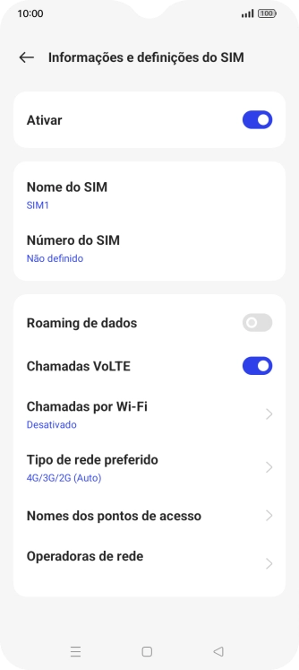 Prima Tipo de rede preferido.