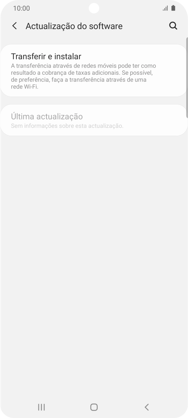 Prima Transferir e instalar. Se existir uma nova versão de software disponível, será agora indicado no ecrã. Siga as indicações no ecrã para atualizar o software do telefone.