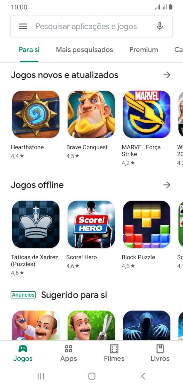 Deslize o dedo sobre o ecrã da esquerda para a direita.