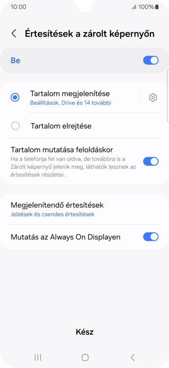 Kattints a kívánt beállítások melletti csúszkákra a funkciók be- vagy kikapcsolásához.