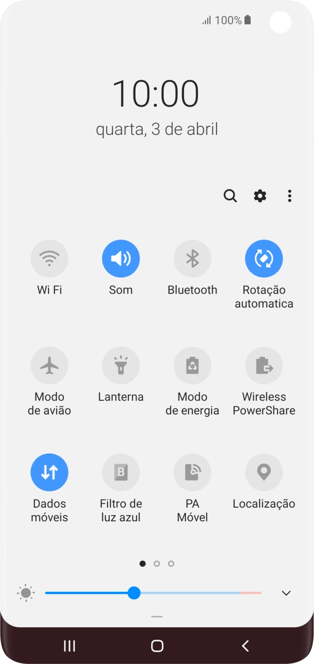 Prima o ícone de dados móveis para ativar ou desativar a função.