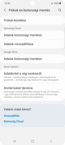 Válaszd a Fiókok kezelése lehetőséget.