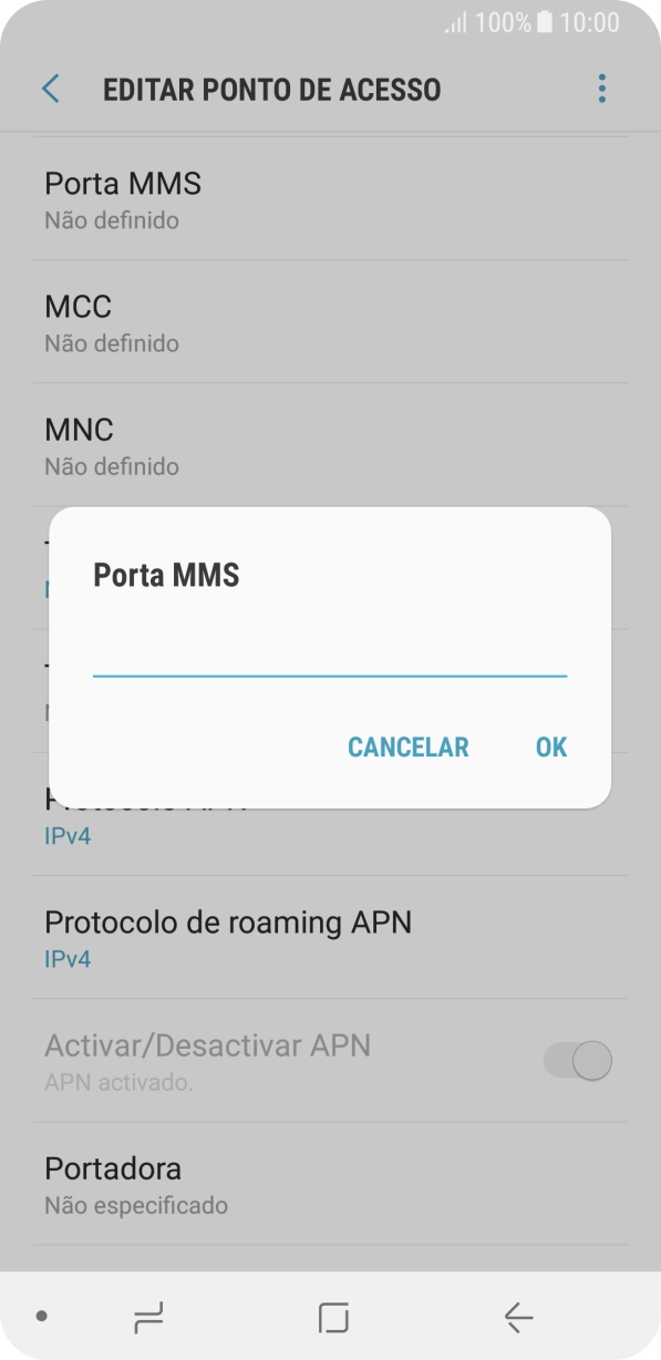 Introduza 80 e prima OK.