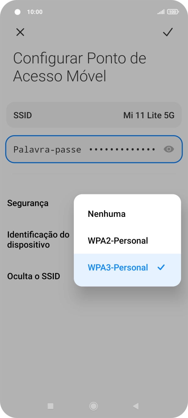 Prima WPA3-Personal para proteger o hotspot Wi-Fi com uma password.