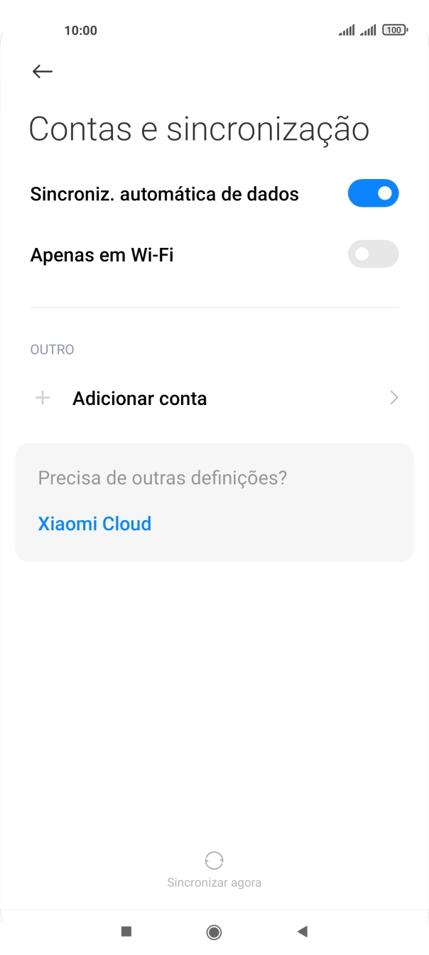 Prima Adicionar conta.
