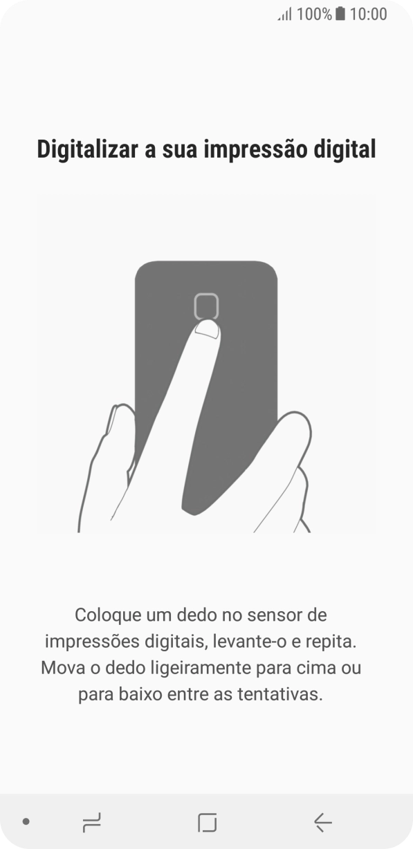 Siga as indicações no ecrã para definir a impressão digital como código de bloqueio.