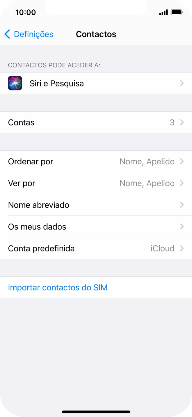 Prima Importar contactos do SIM.