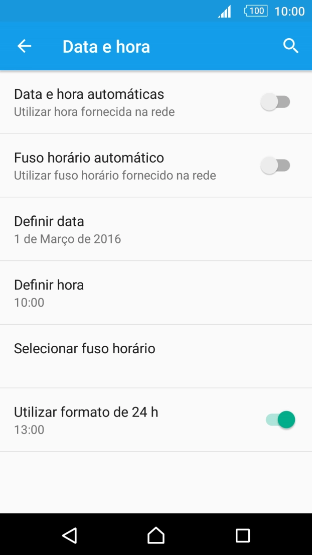 Prima Data e hora automáticas para ativar a função.