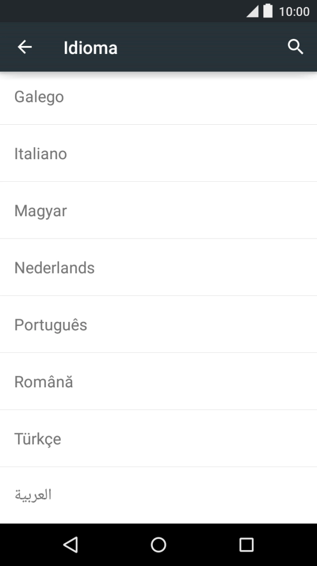 Prima o idioma pretendido.