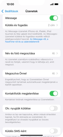 Kattints a „Küldés SMS-ként” melletti csúszkára a funkció be- vagy kikapcsolásához.
