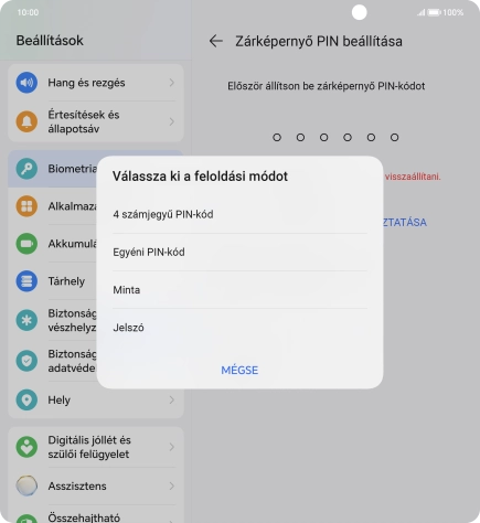 Válaszd ki a kívánt képernyőzárkódot, és kövesd a kijelzőn megjelenő utasításokat egy extra képernyőzár létrehozásához.