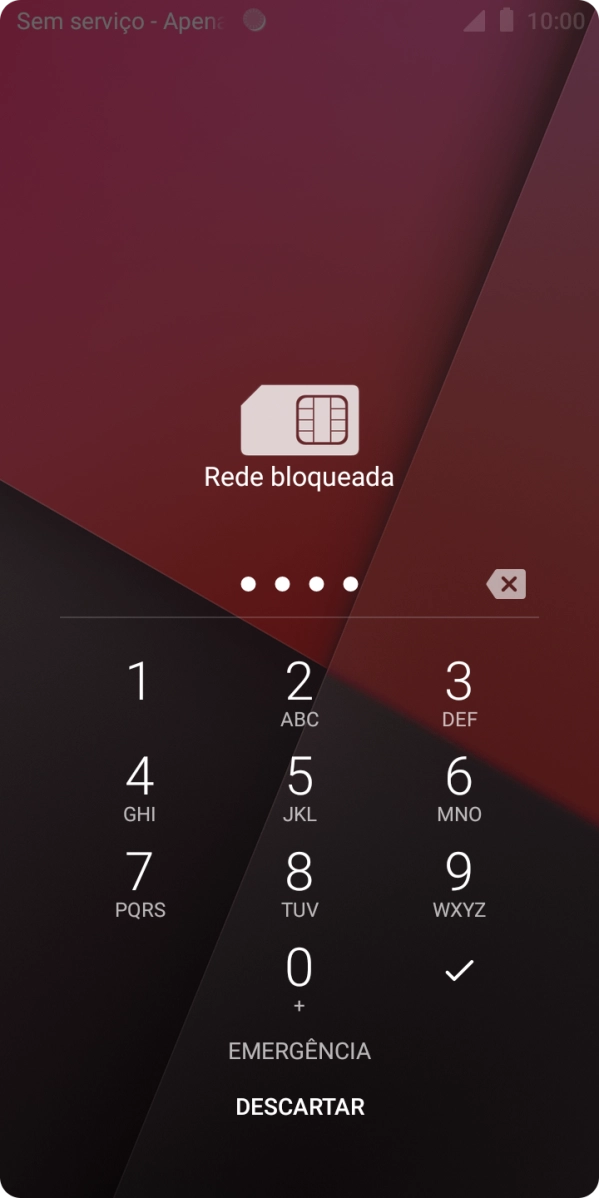 Introduza o código de desbloqueio e prima o ícone para aceitar.