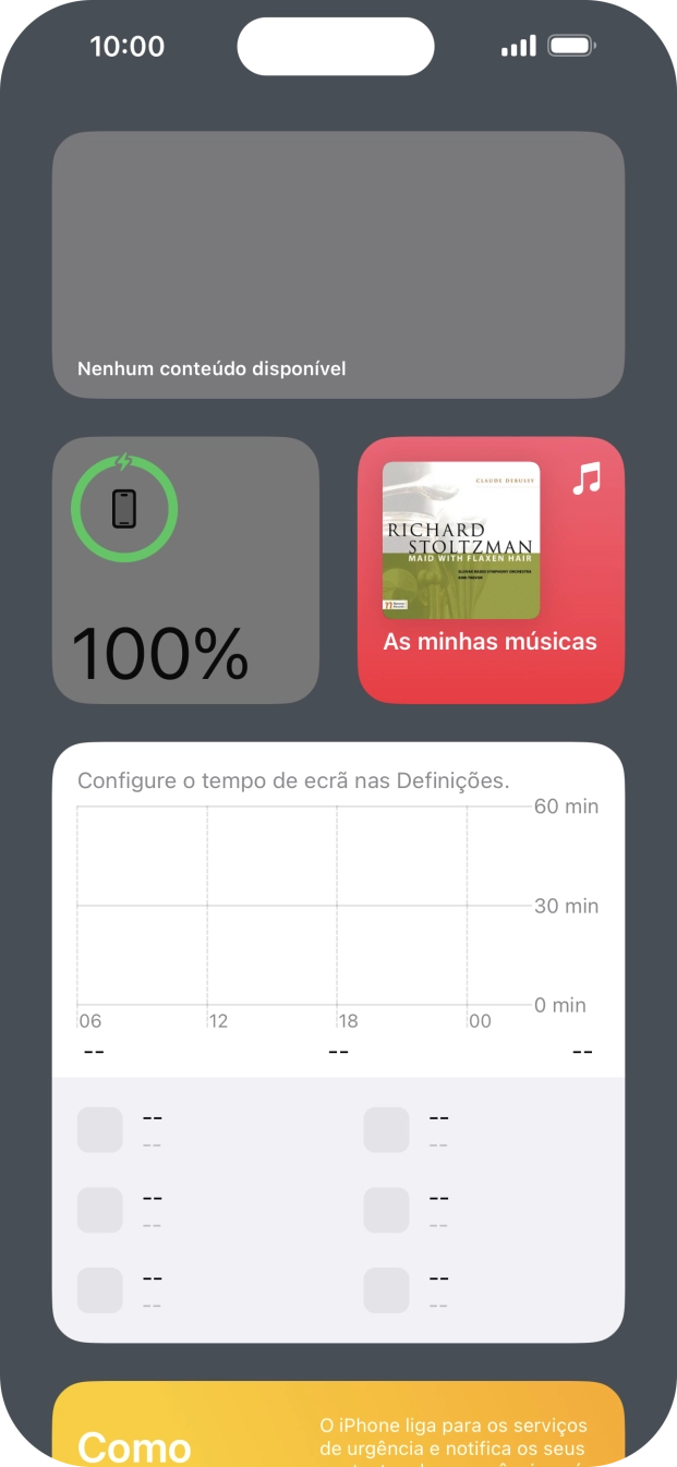 Deslize o dedo para cima no ecrã.