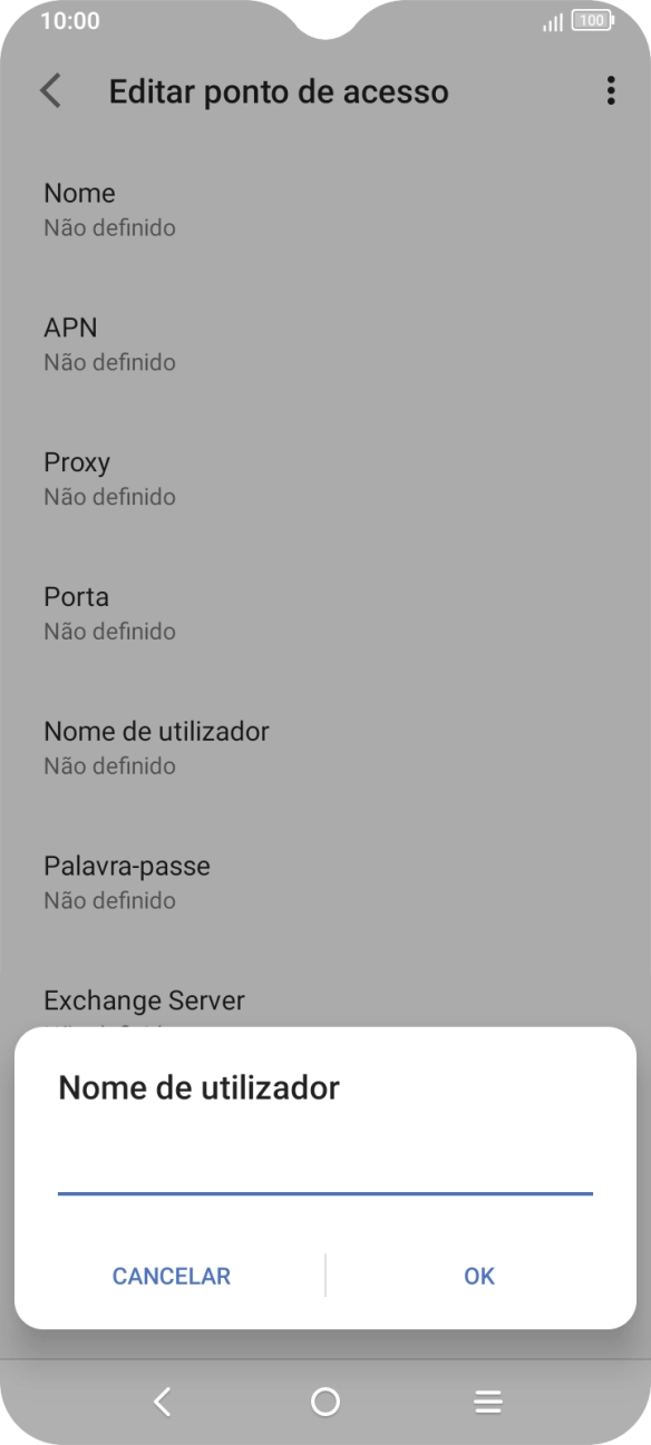 Introduza vodafone e prima OK.