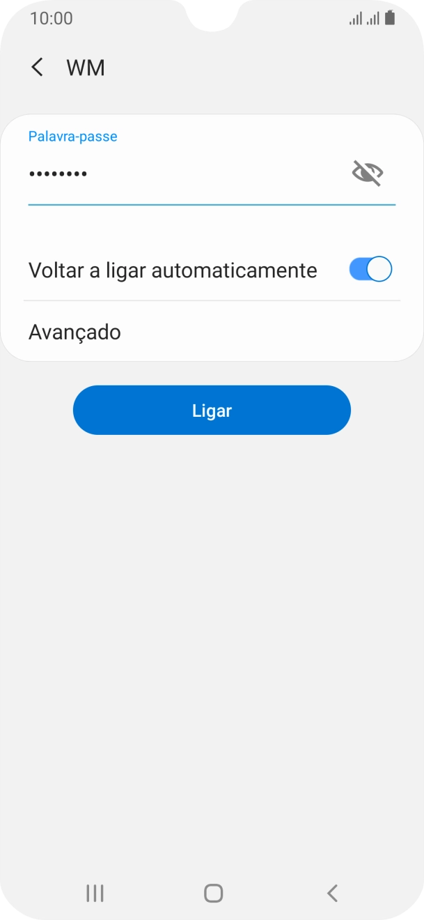 Introduza a password da rede Wi-Fi e prima Ligar.