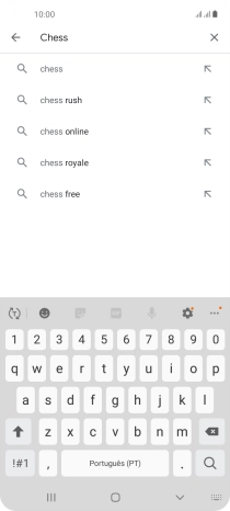 Introduza o nome ou categoria da app pretendida e prima o ícone para pesquisar.