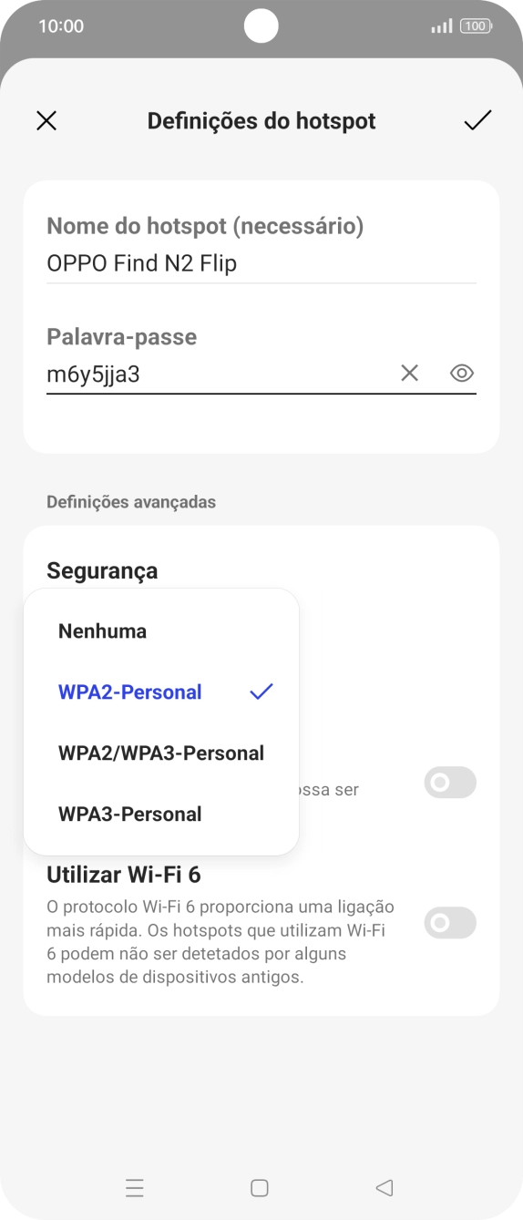 Prima WPA3-Personal para proteger o hotspot Wi-Fi com uma password.