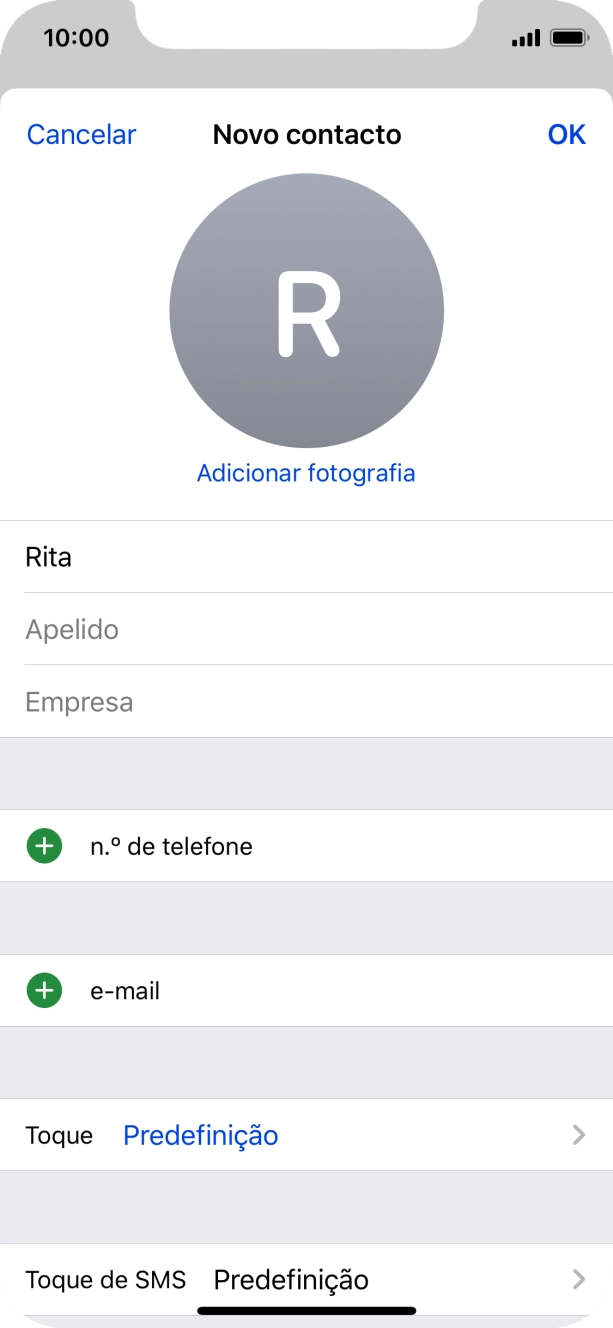 Prima Apelido e introduza o apelido.