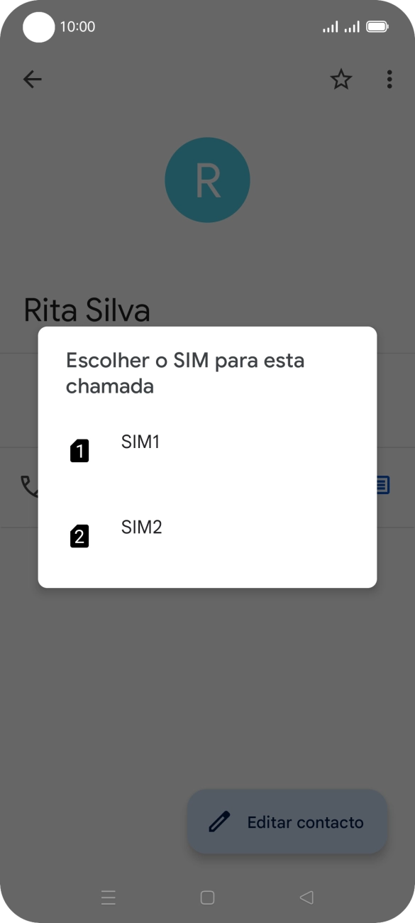 Prima o cartão SIM pretendido.