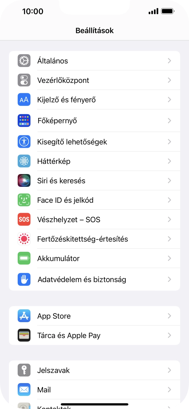 Válaszd a Face ID és jelkód lehetőséget.