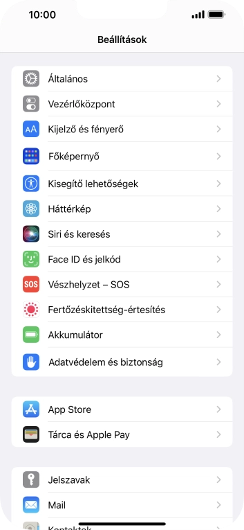 Válaszd a Face ID és jelkód lehetőséget.