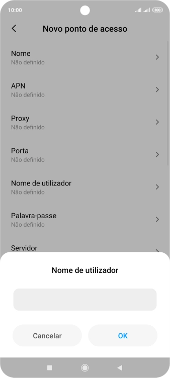 Introduza vodafone e prima OK.