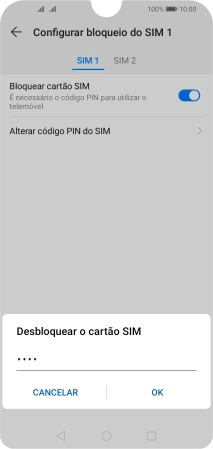 Introduza o seu código PIN e prima OK.