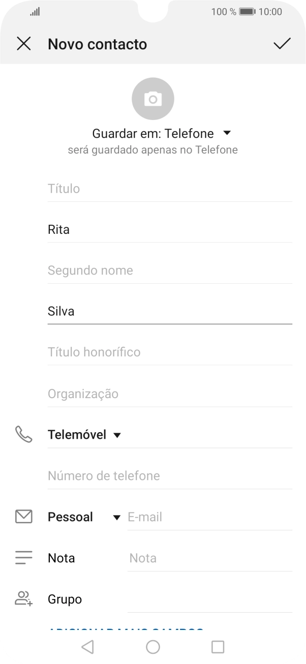 Prima Número de telefone e introduza o número de telefone pretendido.