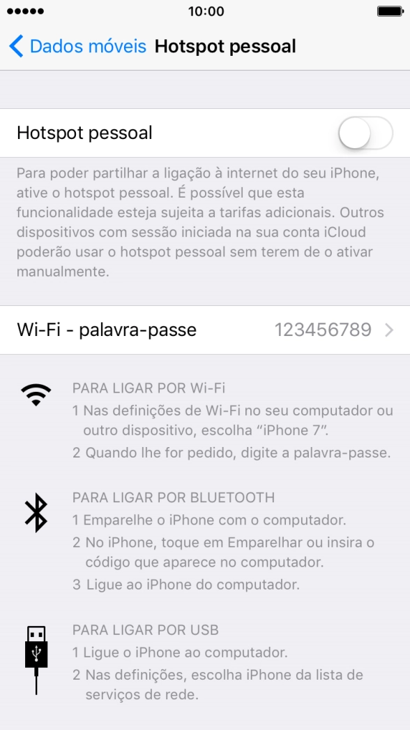Prima o indicador para ativar a função.