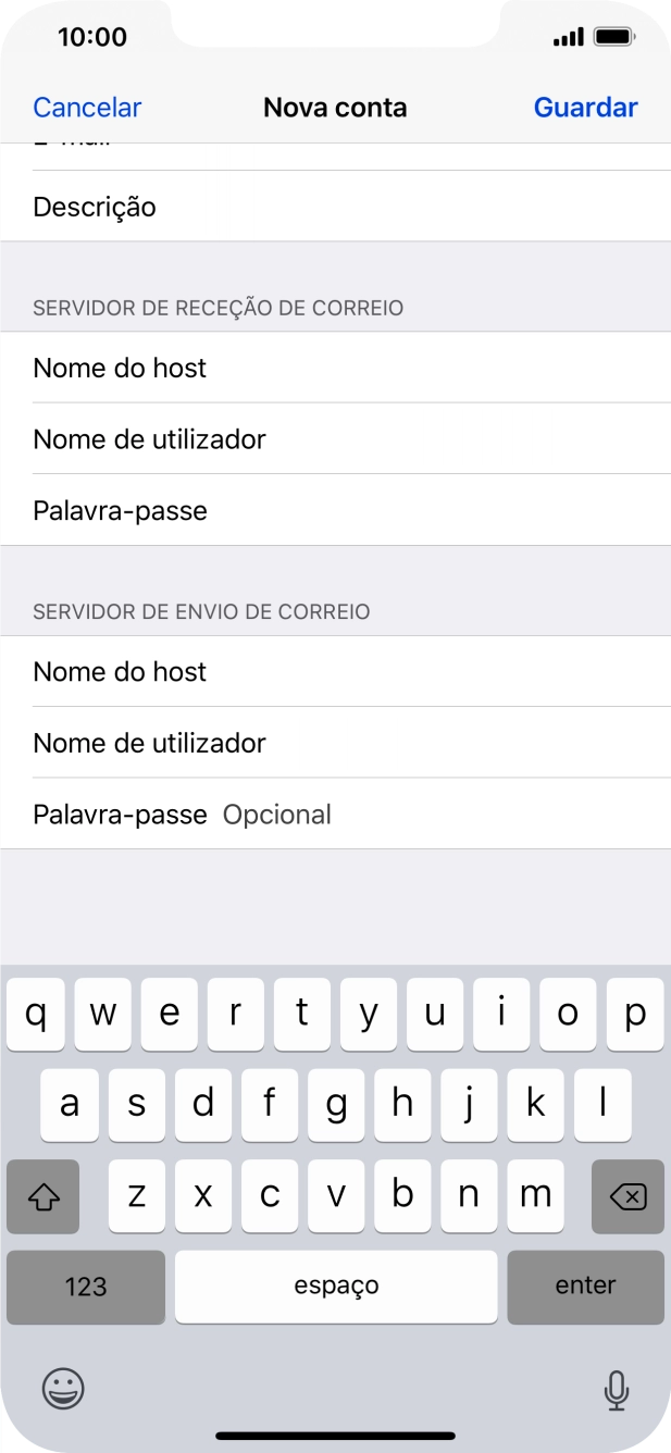 Prima Palavra-passe e introduza a password da sua conta de e-mail.