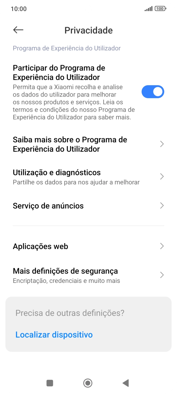 Prima Mais definições de segurança.