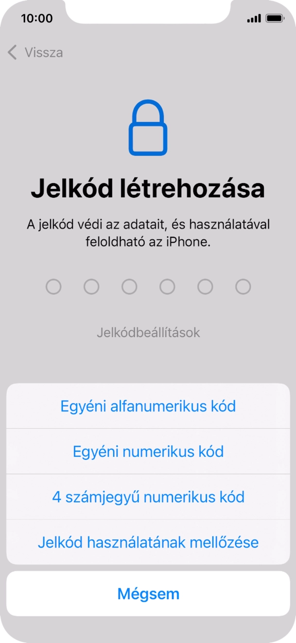 A képernyőzár használatának bekapcsolásához kövesd a képernyőn megjelenő utasításokat, vagy válaszd a Jelkód használatának mellőzése lehetőséget.