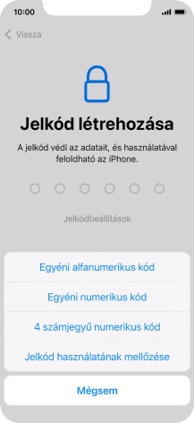 A képernyőzár használatának bekapcsolásához kövesd a képernyőn megjelenő utasításokat, vagy válaszd a Jelkód használatának mellőzése lehetőséget.